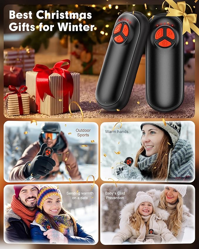 Upgraded Hand Warmers Rechargeable 2 Pack, AI Electric Hand Warmers, Portable Heater, 1s Safe Rapid Heat, 5 Gears Temperature Control, for Hunting, Camping, Hiking, Outdoor