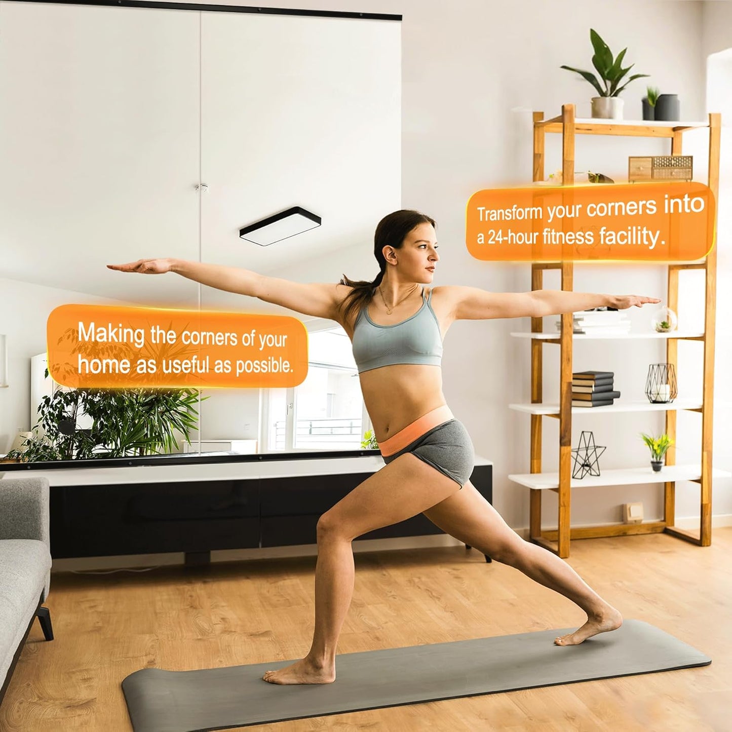 Delma Large Full Body Mirror for Yoga, Frameless Wall-Mounted Glass Panel (60"x25"-Black) 2PCS for Home, Garage, Bedroom & Bathroom