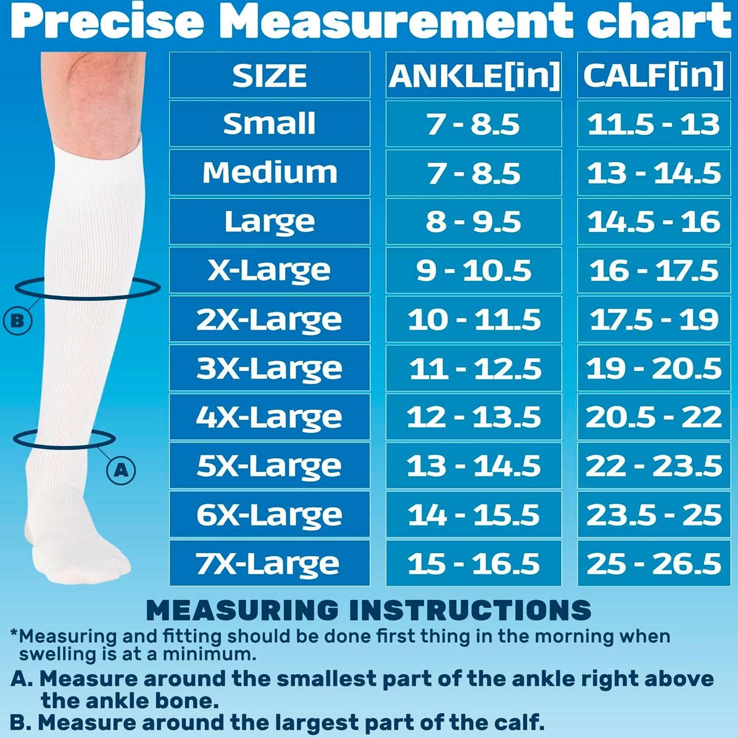 ABSOLUTE SUPPORT Cotton Compression Socks for Women & Men 20-30 mmhg Knee High