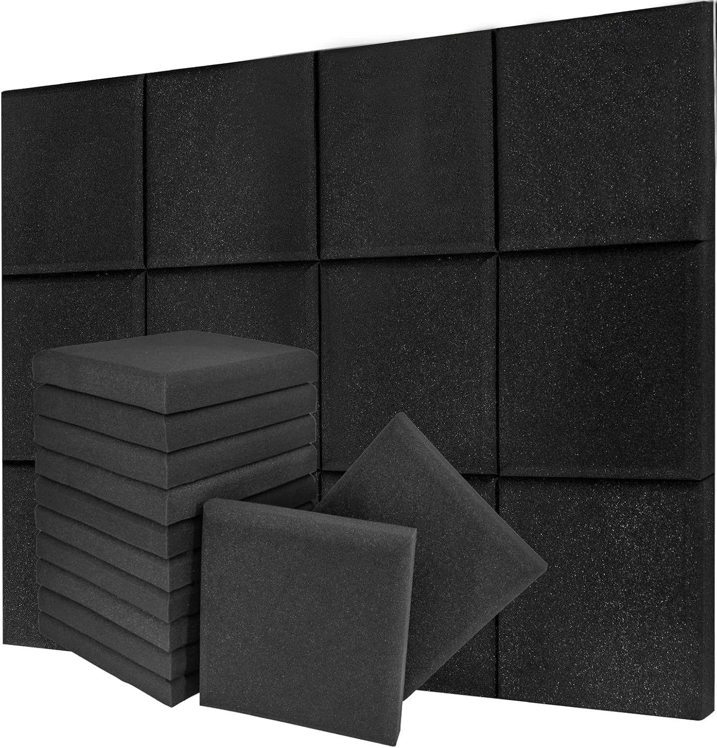 Sound Proof Foam Panels for Walls, High-Density Sound Proof Panels for Walls, Acoustic Panels Sound Absorbing for Noise Absorbing Canceling (24 Pack Square, 2x12x12 Inches)