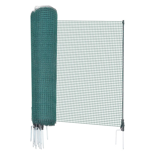 VEVOR Temporary Fence with Posts, 3 x 98.4 FT Plastic Mesh Fencing, Garden Safety Fences Netting with Double-Spike Stakes & Guy Ropes, Temporary Fence for Dogs, Chickens, Plants, Outdoor Yards