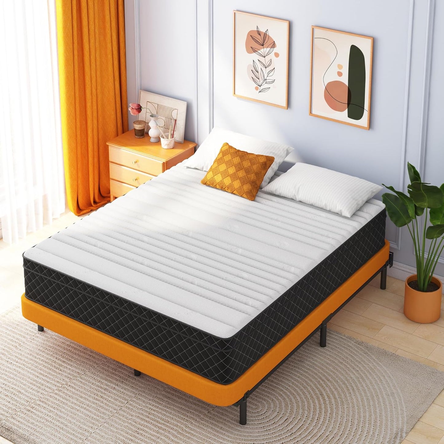 Queen Mattress, 12 Inch Queen Size Mattress Bed in a Box, Memory Foam & Pocket Springs, Medium Feel, Cool Sleep & Pressure Relief, 120-Night Trial