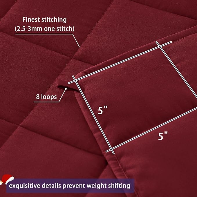 yescool Weighted Blanket for Adults (20 Lbs, 60”X 80”, Red) Heavy Thick Bed Blanket Queen/Full Size for Sleeping Perfect for 190-210 Lbs, Cozy Gifts for Women, Machine Washable