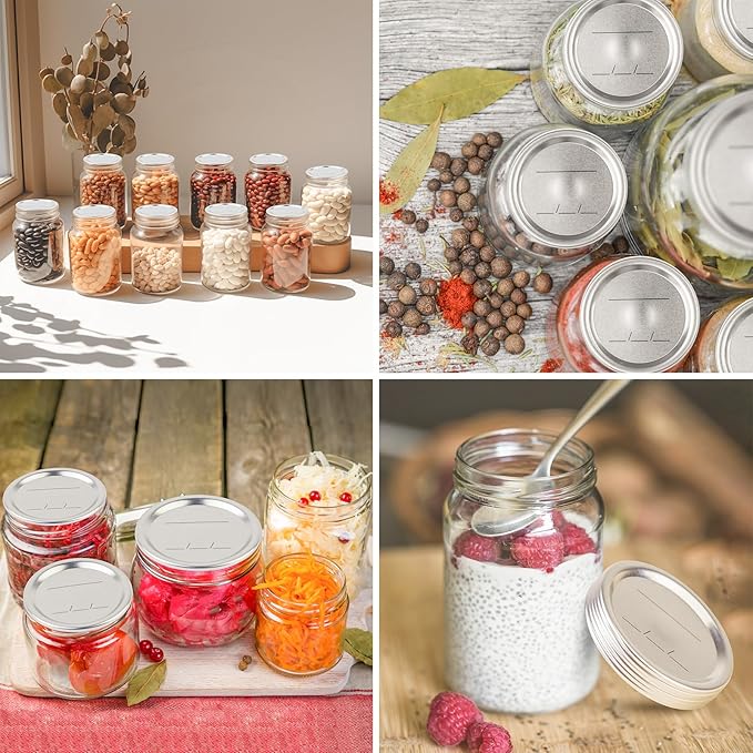 200 PCS Canning Lids Regular Mouth,2.76in Regular Mouth Mason Jar Lids,Ball Jar with Lids with Leak proof Airtight Seal Rust Proof Split,Regular Mason Jars Food Grade,Canning Food DIY