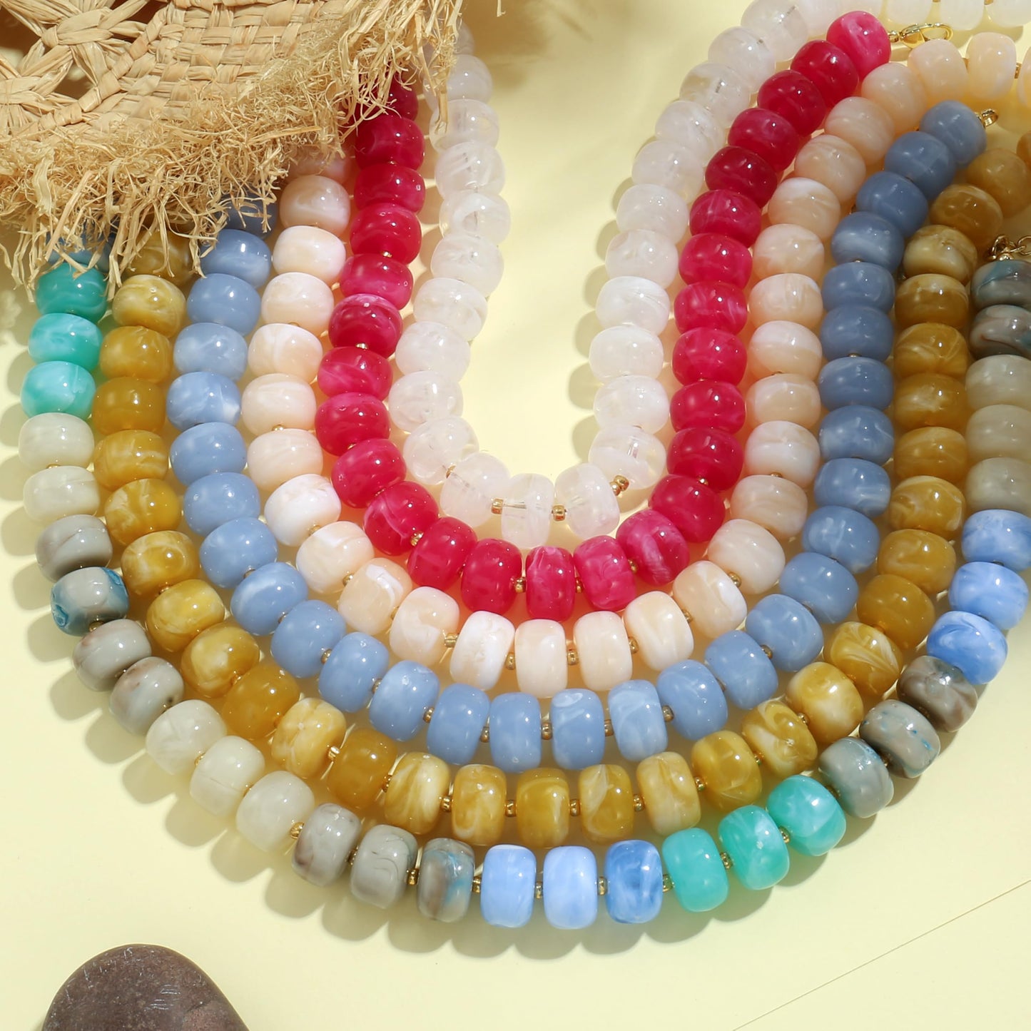 Badu Colorful Chunky Beaded Necklace for Women,Acrylic Bead Choker Statement Necklace Cute Trendy Necklaces Jewelry Gifts