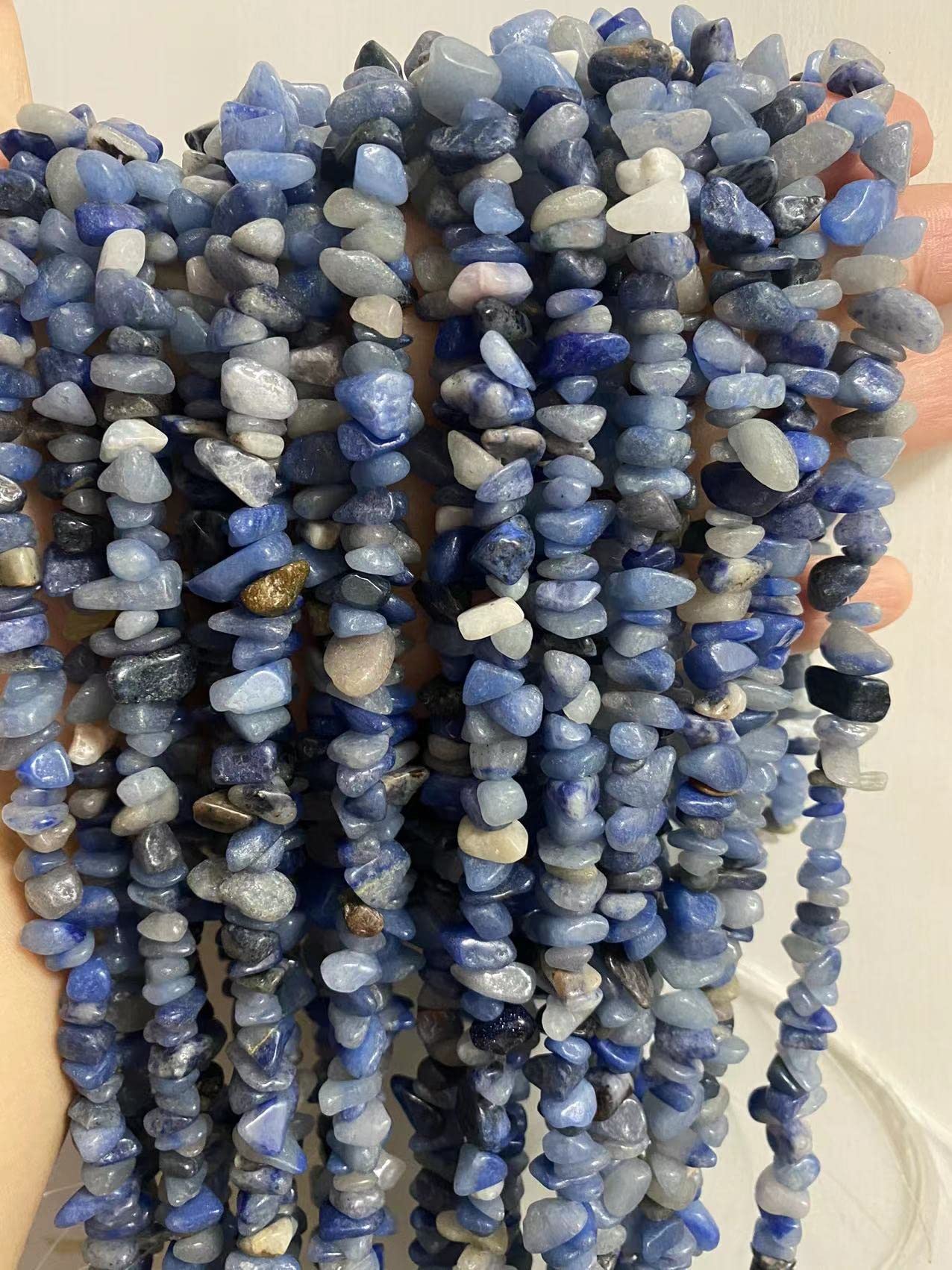 PLTbeads 7-8mm Natural Blue Aventurine Gemstone Chips Beads Healing Crystals Waist Bracelets Necklace Kit Irregular Stone DIY Crafts Design Jewelry Making
