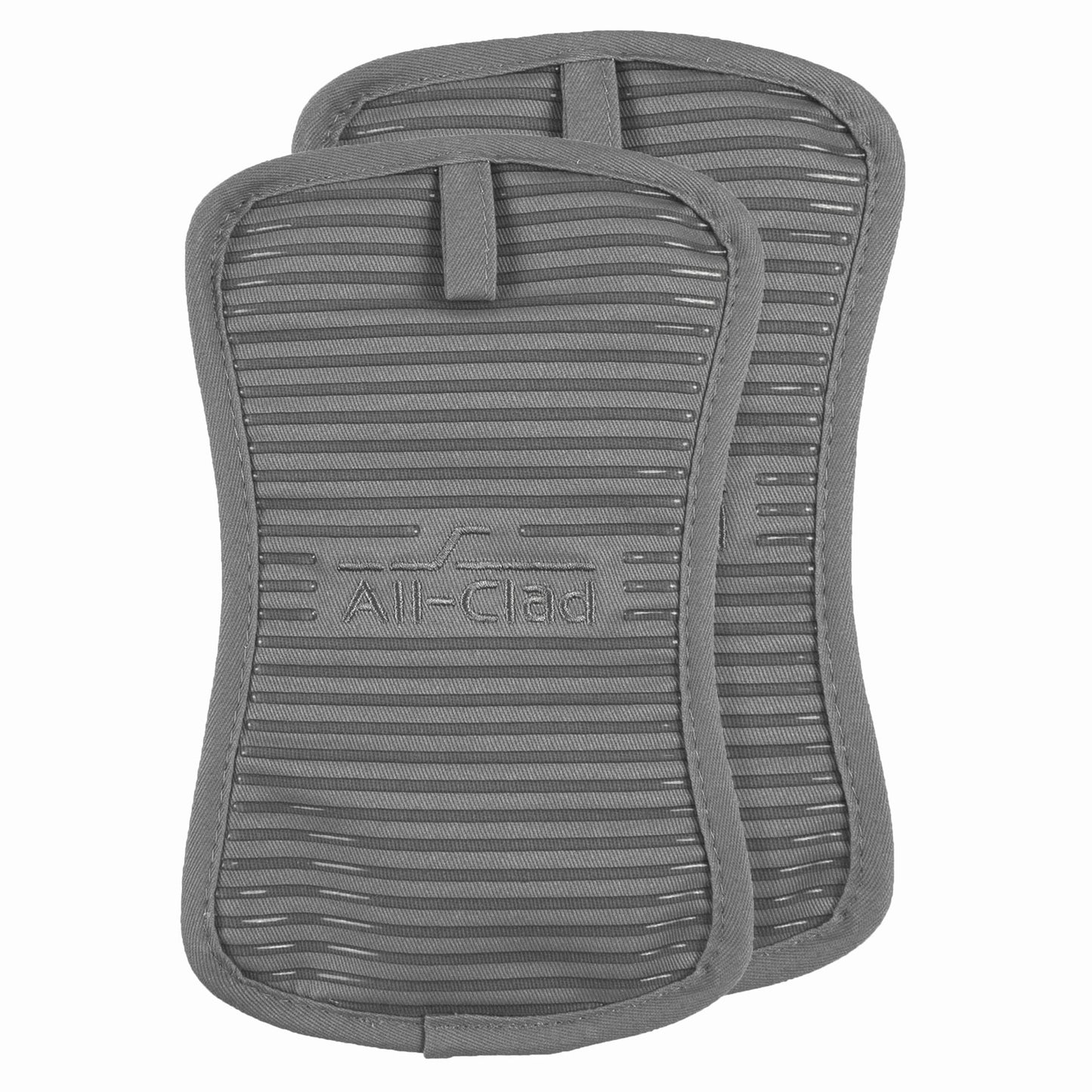 All-Clad Premium Pot Holder & Heating Pad, (2-Pack) Heat Resistant to 500 Degrees, 100% Cotton 10"x6.25" for Kitchen and Barbeque, Pewter