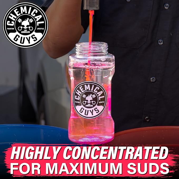 Chemical Guys Maxi Suds II Foaming Car Wash Soap – High Foam Car Wash Soap, Cherry Scent Shampoo and Gloss Booster for Foam Cannons, Guns or Buckets – Gentle, Safe for Trucks, SUVs, and RVs, 64 oz