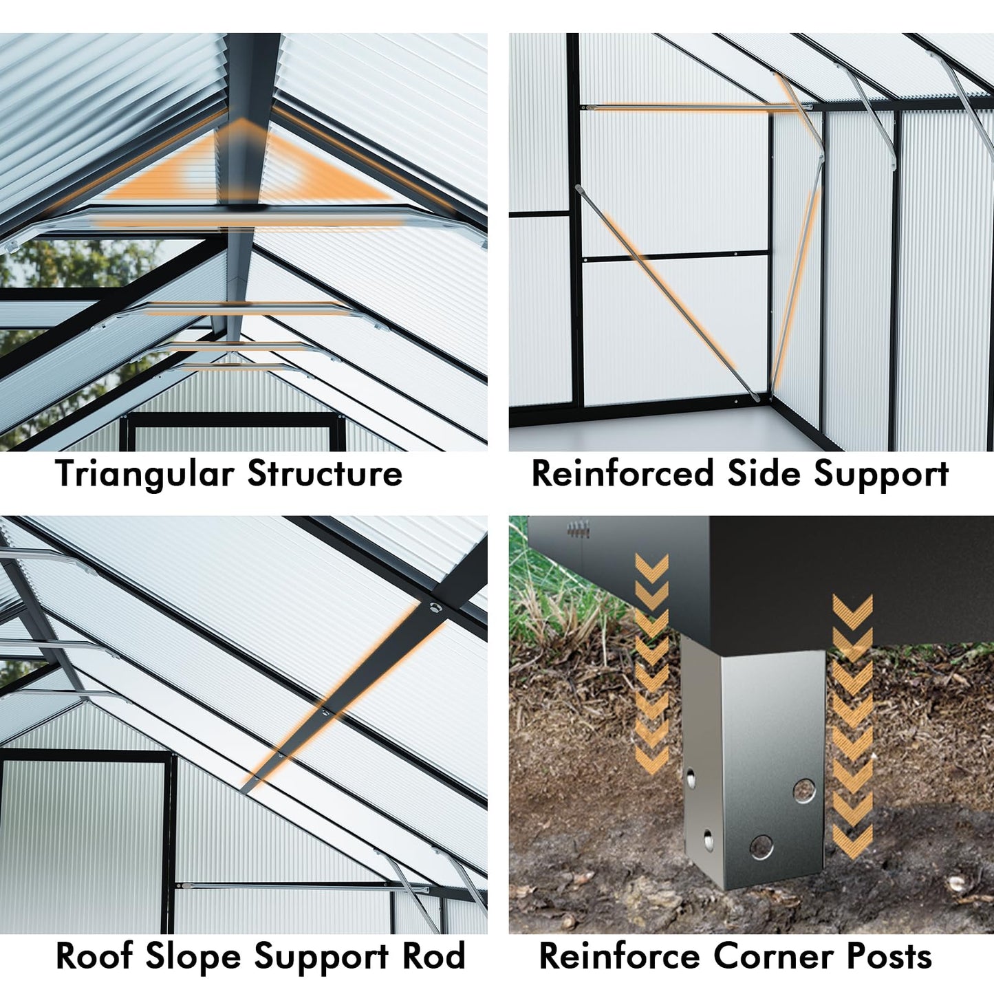 10X12FT Greenhouse for Outdoors with Electronic Thermometers, Green Houses for Outside Heavy Duty with Aluminum Frame Withstands Strong Wind or Snow, Large Walk-in Greenhouse for Backyard or Garden
