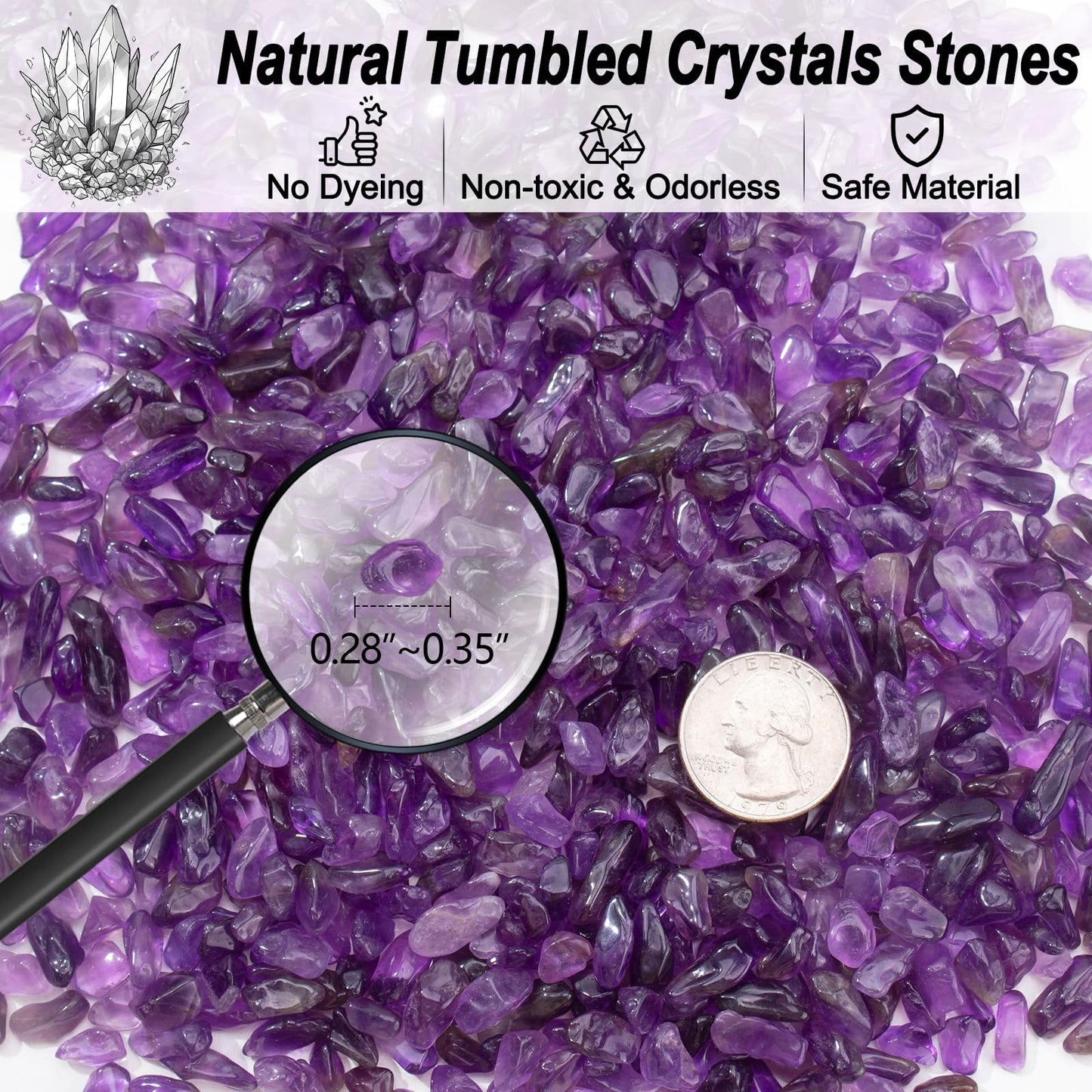 EZEELAI 0.88 Lb Amethyst Crushed Stones Crystal Quartz Chips, Natural Tumbled Stones Irregular Shaped Gravels Pebbles Healing Stones for Vases Filler, Aquarium Gravel Rocks, Succulent Plants Decor