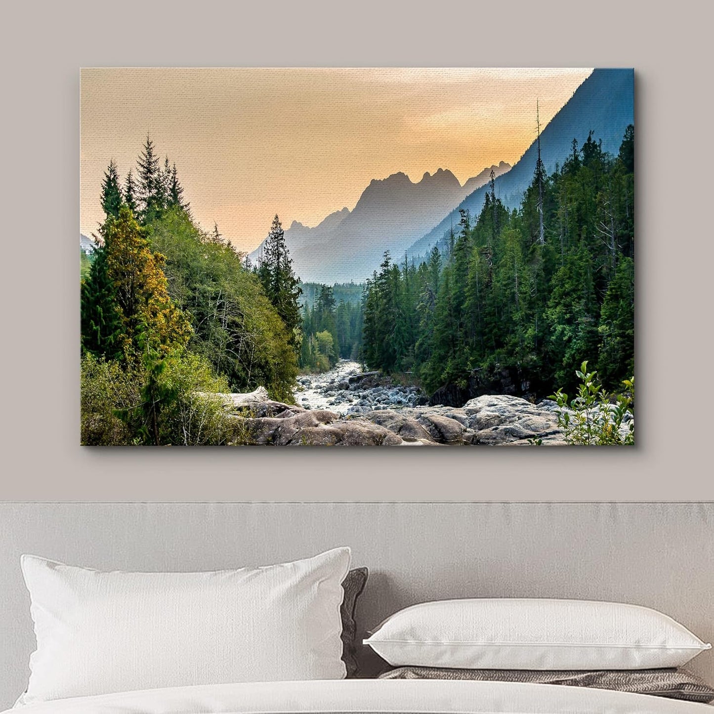 wall26 Canvas Print Wall Art Woodland Nursery Decor Colorado Forest River Rapid Rock Mountain Nature Wilderness Earth Scenery Rustic Scenic Landscape for Living Room, Bedroom, Office - 16"x24"