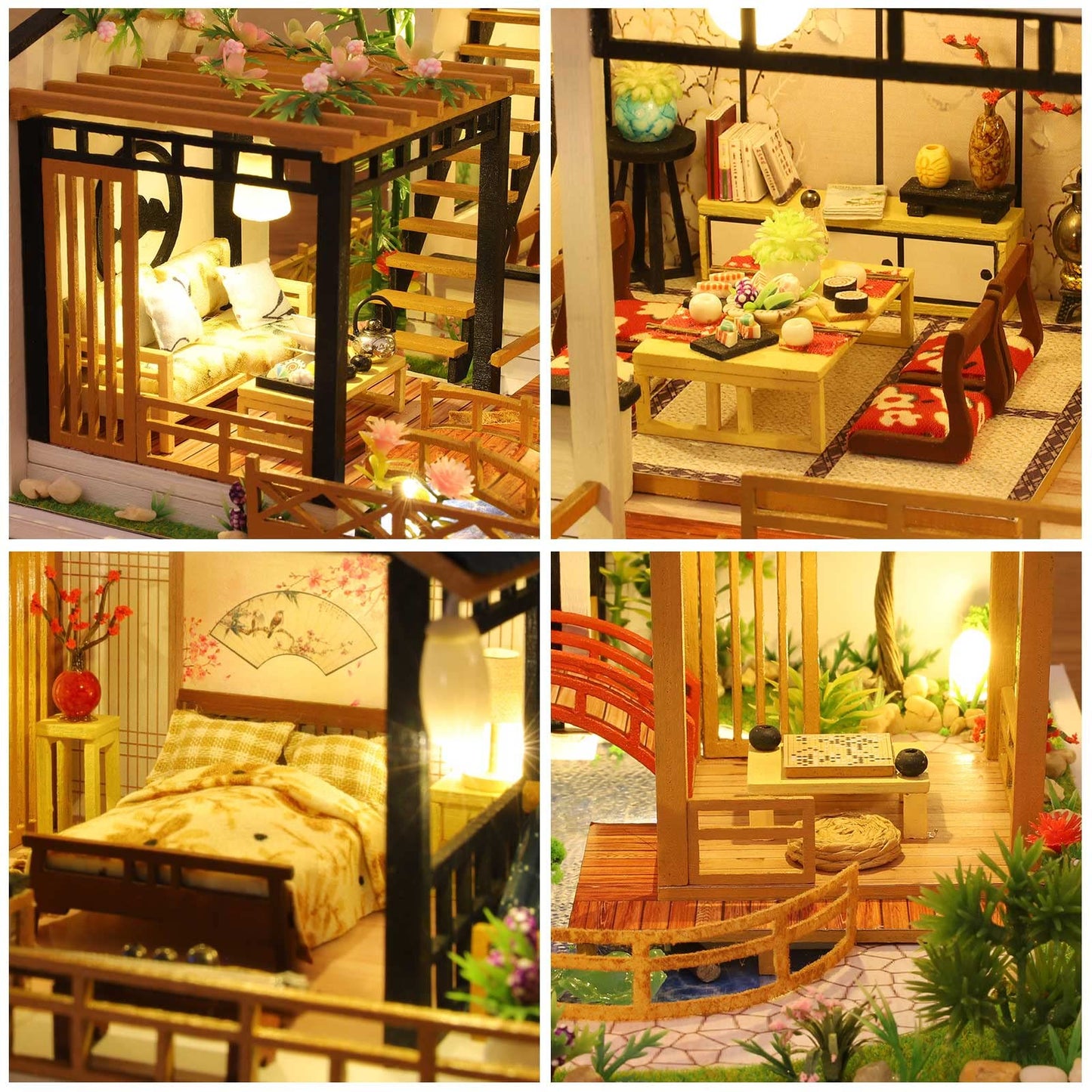 GuDoQi DIY Miniature Dollhouse Kit, Tiny House kit with Furniture, Miniature House Kit 1:24 Scale, Great Handmade Crafts Gift for Birthday Christmas Day, Villa with Courtyard