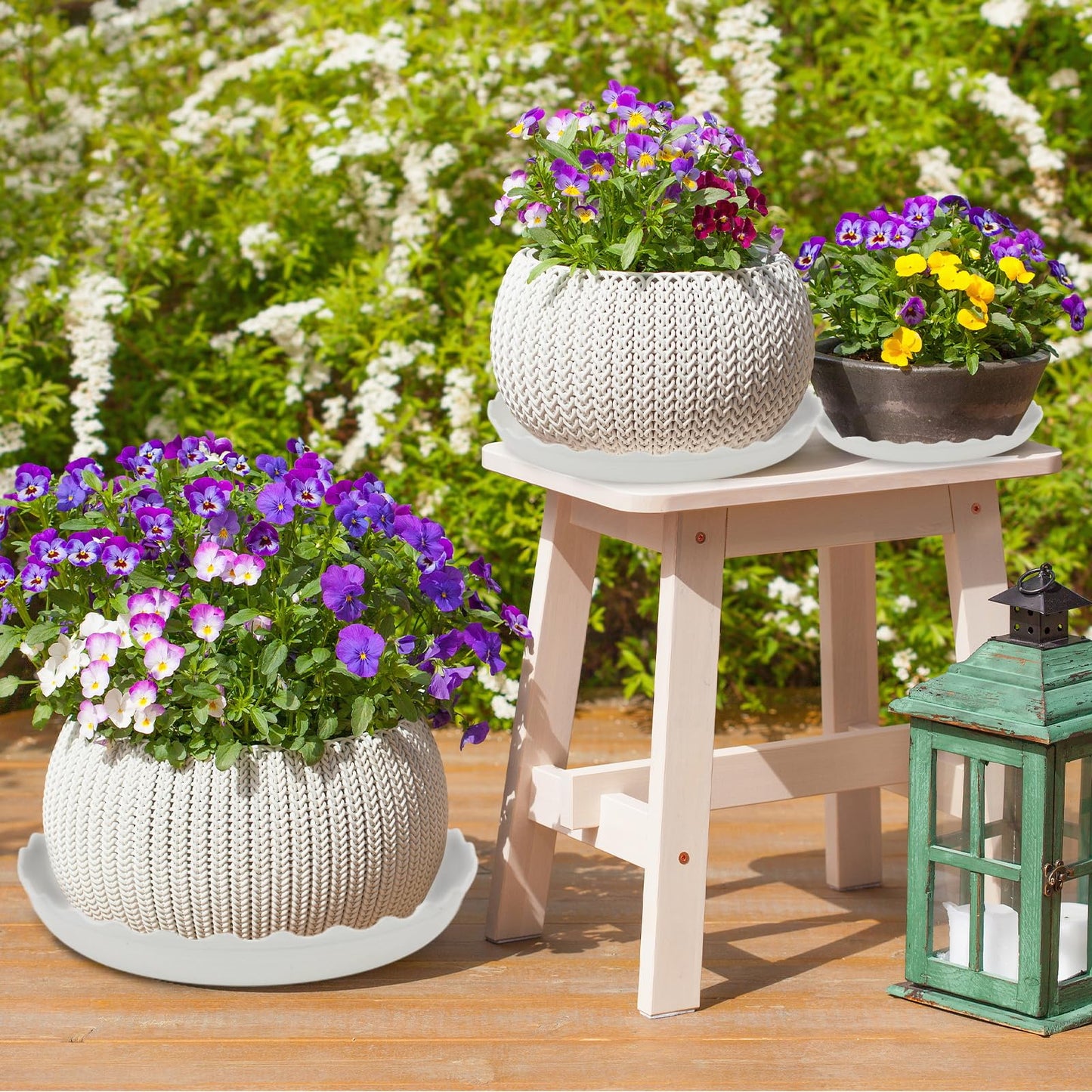 YUANAIYI 12 Packs Wave Plant Saucer - Plastic Flower Pot Drip Trays/Durable Heavy Duty White Plant Tray for Indoor and Out Door Plant(6/8/10 inch)