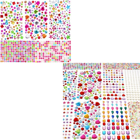 3654pcs Gem Stickers Jewels for Crafts - Self Adhesive Rhinestone Jewel Stickers, Stick on Gems Rhinestones for Crafts, Acrylic Bling Heart Stickers, Craft Supplies