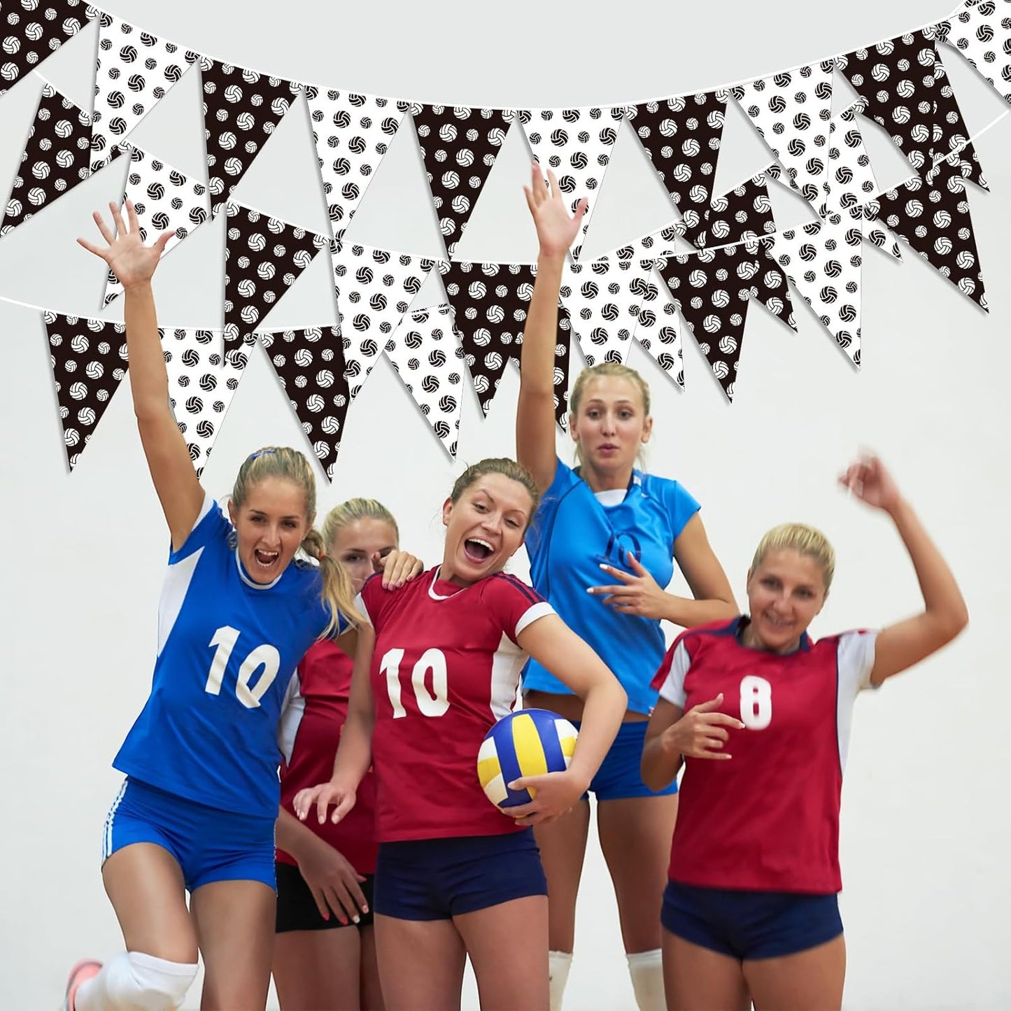 Jetec 5 Pcs 49 ft Volleyball Party Decorations Pennant Banner Theme Triangle Flags Garland Bunting Banner for Volleyball Fans Outdoor Indoor Home Sport Birthday Party Decorations Supplies