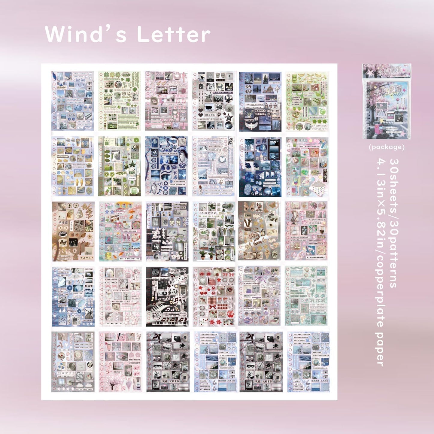 600+Japanese Stickers for Journaling Supplies,30 Sheets Decorative Scenery Sentences Themed Japanese Sticker Book for Scrapbooking,Junk Journal Supplies, DIY Crafts (Monsoon)