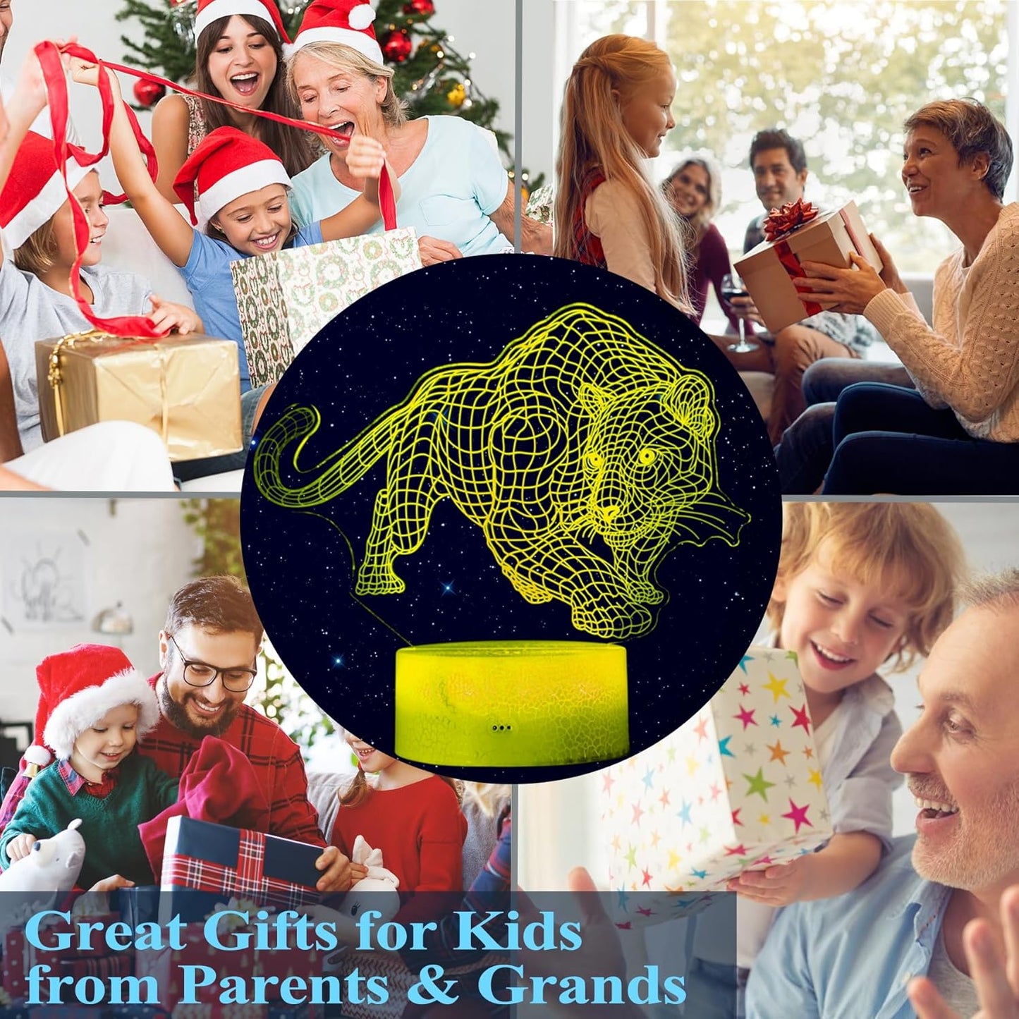 Panther Night Light, 3D Illusion Lamp, 16 Colors Changing, Timer, 4 Flash Modes, Dimmable, Kids Room Decoration, Xmas Panther Gifts