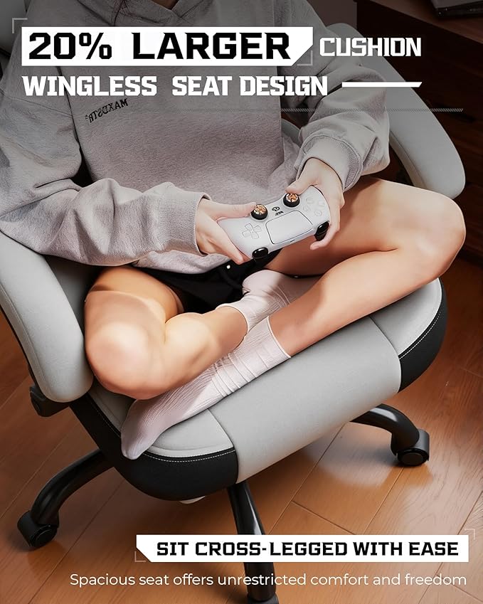 GTPLAYER Gaming Chair, Computer Chair with Footrest and Lumbar Support for Adults, 360°-Swivel Big & Tall Reclining Seat for Office or Gaming (White)