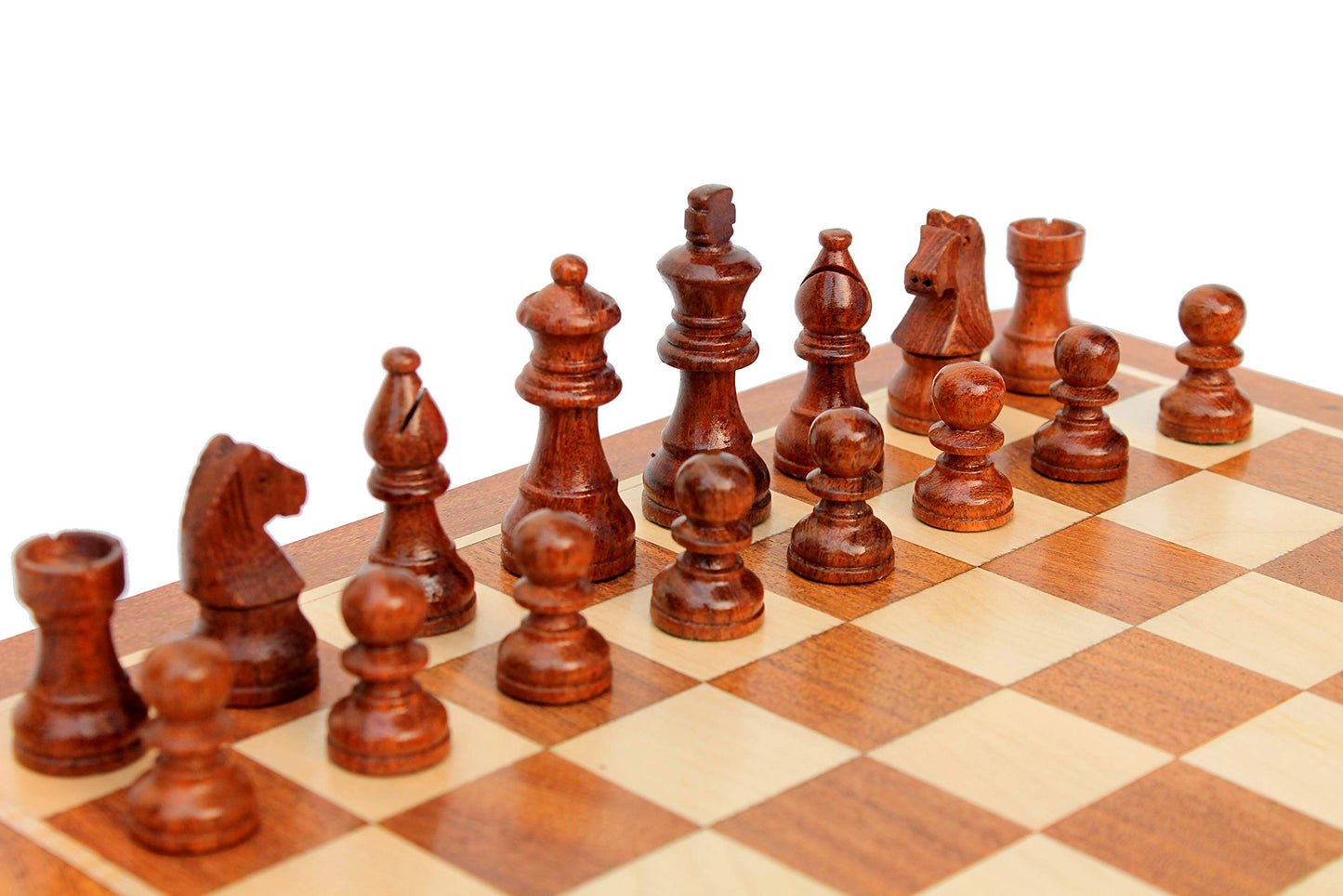 StonKraft 12" x 12" Inch Wooden Foldable Chess Board Game Set with Wooden Chess Pieces + Colored Chess Book