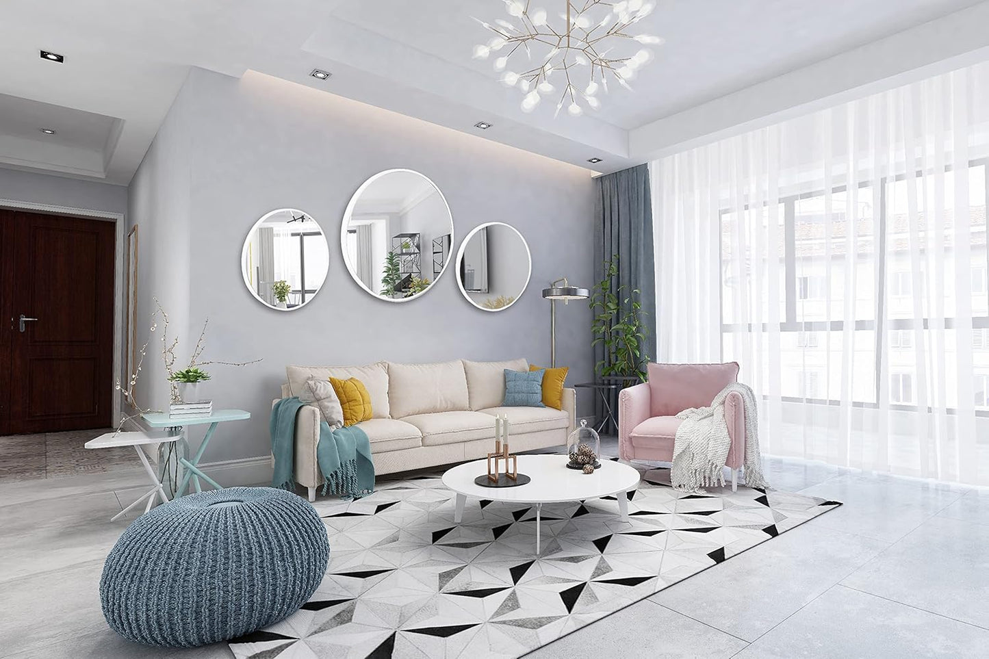 FrameWorks 28" Deluxe Contemporary White Circular Aluminum Mirror