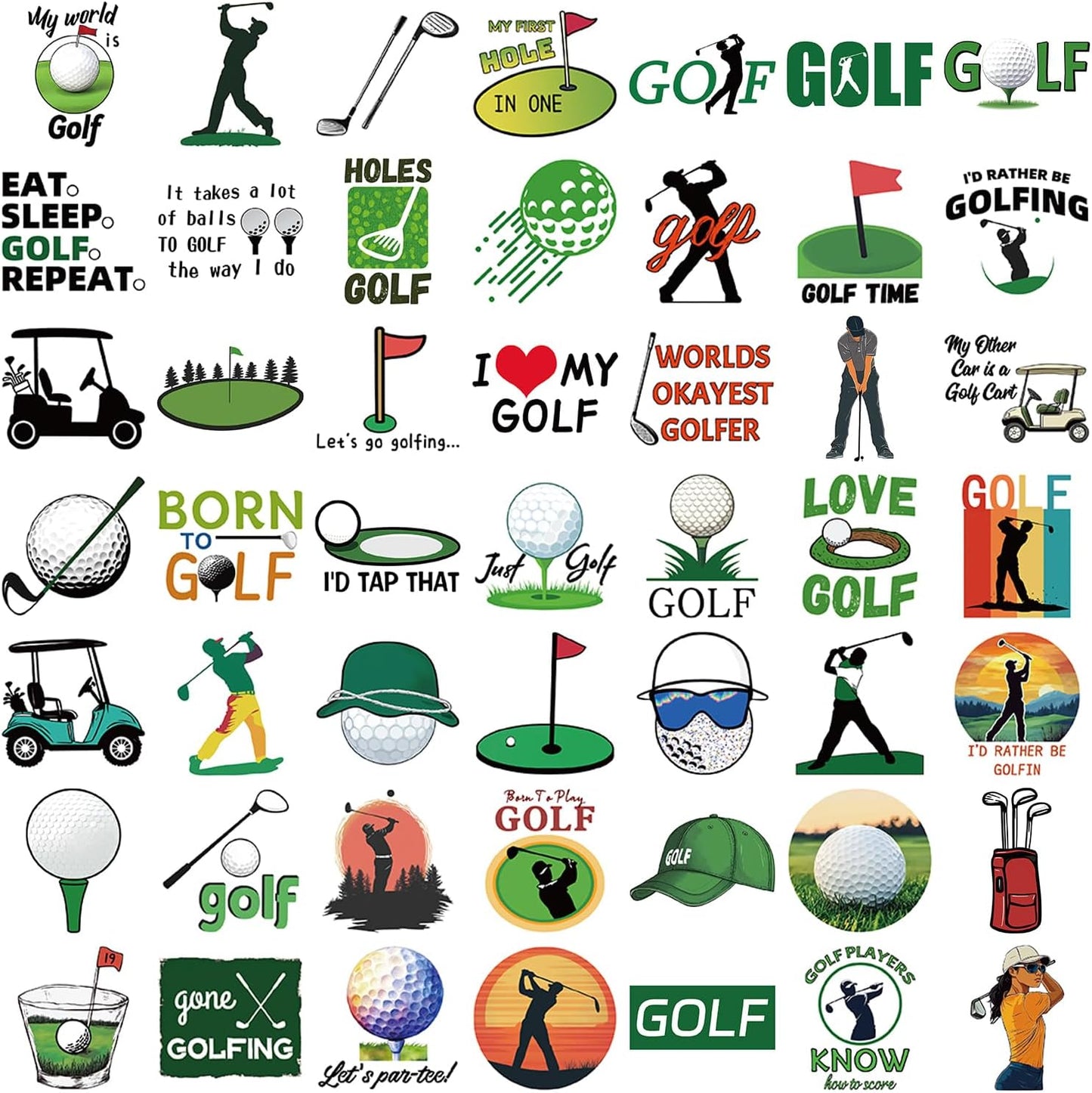 50Pcs Graffiti Golf Stickers, Waterproof Vinyl Stickers for Laptop, Water Bottle, Kindle, Suitcase, Bicycle, Notebooks, Scrapbooking, Journal