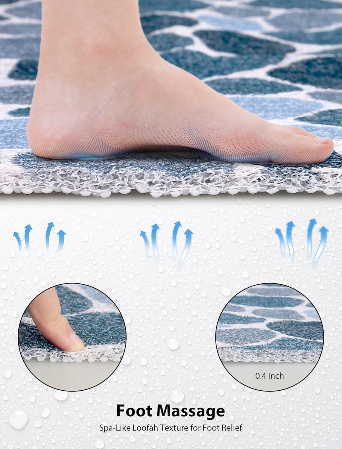 Square Shower Mat, Yonala 24 x 24 Inch Stylish Non Slip Shower Mats for Inside Shower, Soft Trimmable PVC Loofah Anti Slip Shower Mat, Fast Drying Shower Floor Mat for Bathroom, Home, Bath Tub