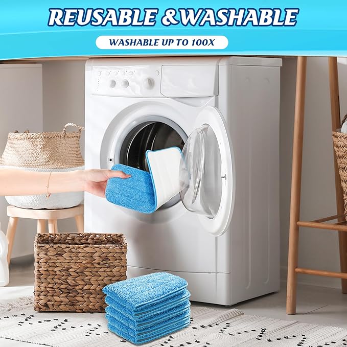 60 Pack Microfiber Mop Pads Machine Washable Cleaning Flat Mop Head Replacement Reusable Household Pads for Hardwood and Hard Surface Floor Cleaning and Scrubbing