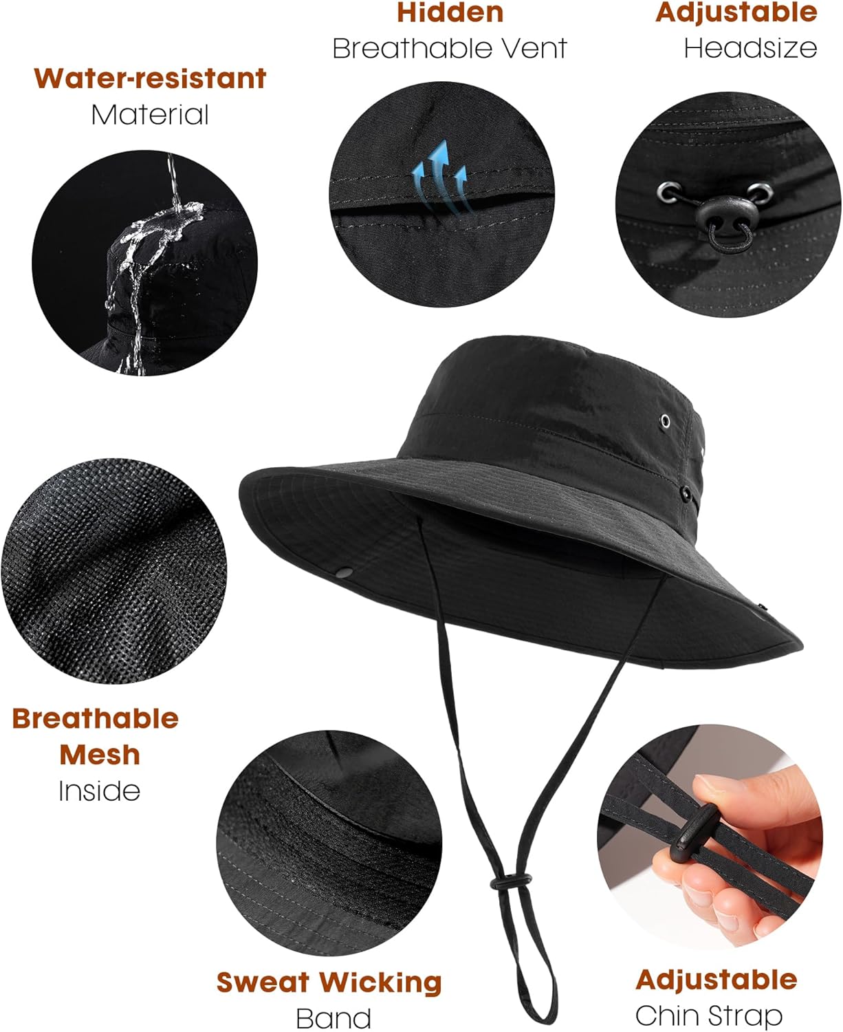 FURTALK Sun Hats for Women with Ponytail Hole Wide Brim Beach Bucket Hat UPF 50+ Fishing Hiking Outdoor Hats