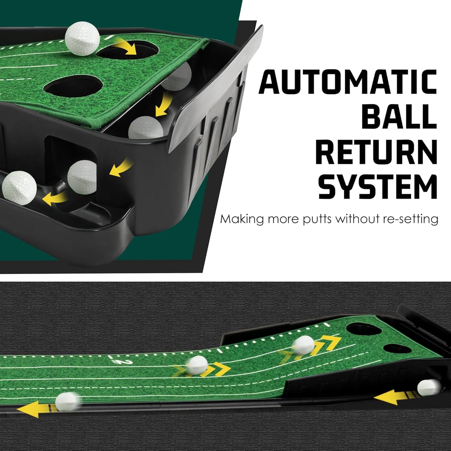 ropoda 9ft Upgraded Golf Putting Green, Portable Putting Mat for Home and Office with Update Auto Ball Return Function, Golf Practice Putting Mat Aid for Indoor and Outdoor Use