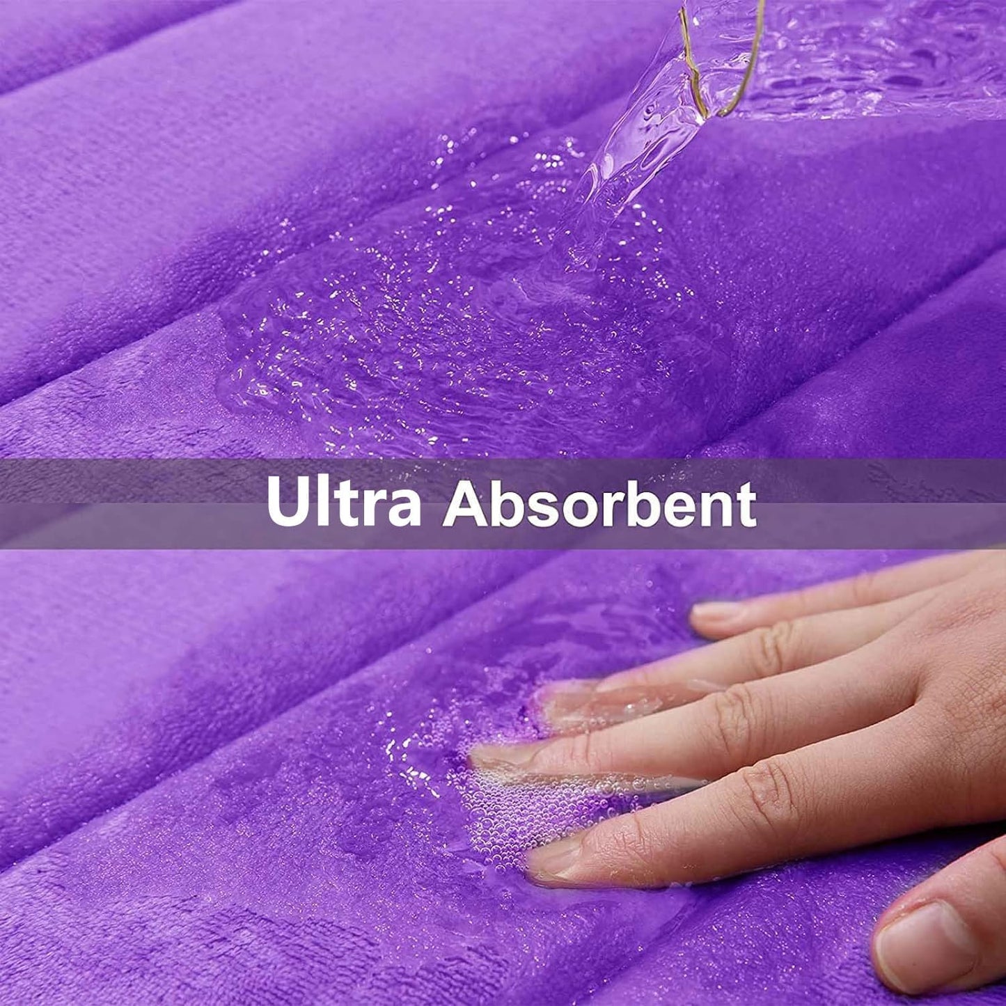 Buganda Memory Foam Bath Mat, 70" x 24", Ultra Soft and Non-Slip Bathroom Rugs, Water Absorbent and Machine Washable Bath Rug Runner for Bathroom, Shower, and Tub, Purple