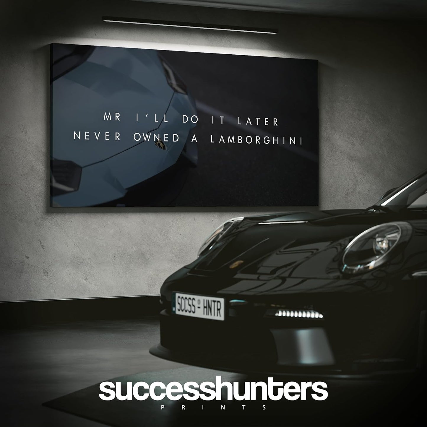 Motivational Wall Art for Office, Super Car Art Canvas, Inspirational Automotive Decor for Lamborghini Sportscar Lovers, Motivational Wall Decor for Office and Home, Inspiring Car Poster (48 X 24 in)