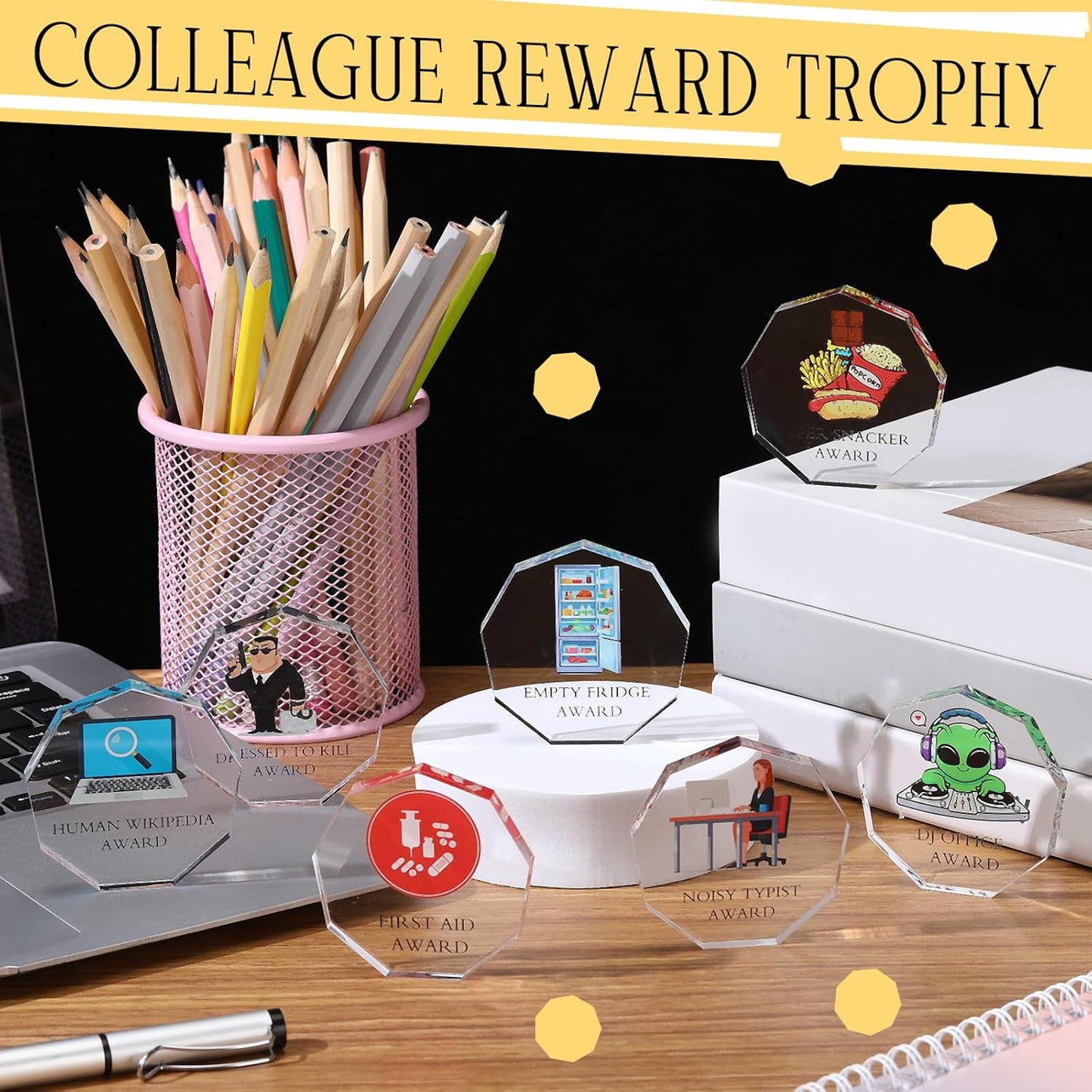 30 Pcs Funny Trophy Awards Gifts Bulk Christmas Small Clear Acrylic Team Reward Medallions for Employee Staff Appreciation Coworker Teacher Nurse Office