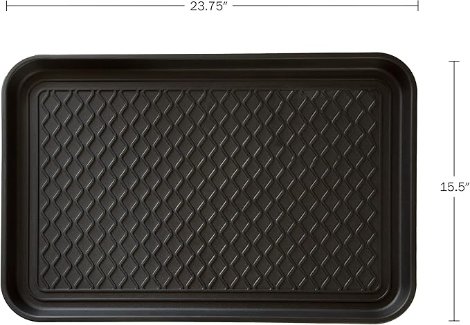Stalwart All-Weather Boot Tray, Indoor Outdoor Doormat for All Seasons, 2 pk Medium, Black