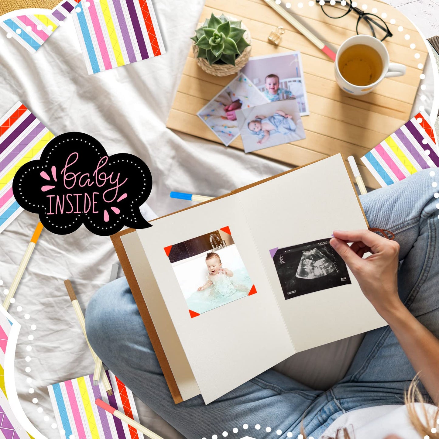 6 Pieces DIY Scrapbook Album 6 x 8 Inch Hardcover Photo Albums Stretchable Folding Kraft Paper Photos Collection Folding Adventure Book for Wedding Anniversary Graduation Gift(White)