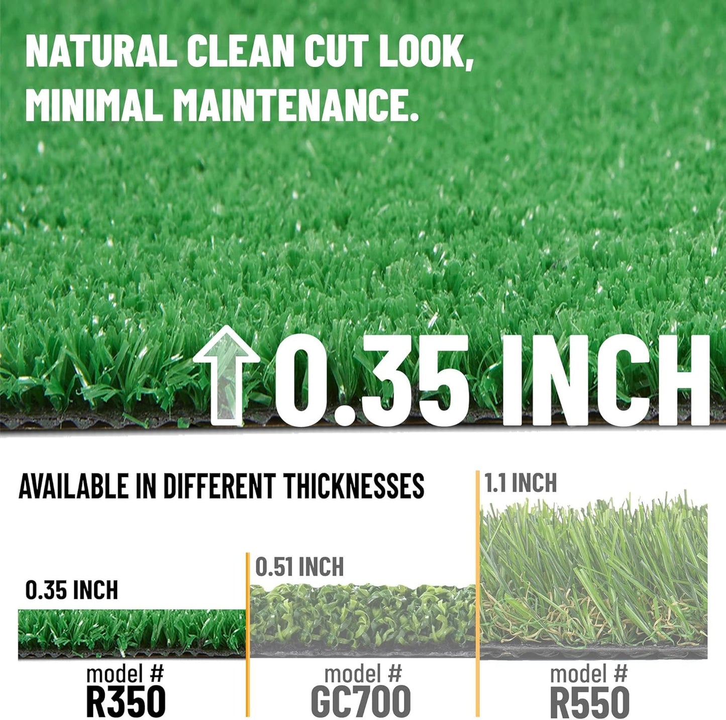Ottomanson Artificial Grass Turf 2'7" x 36' Indoor Outdoor Faux Grass Rug with Drainage Holes, Customizable with Extra Long Size Options, Perfect for Patio Lawn Balcony Weddings Photoshoot Backdrop