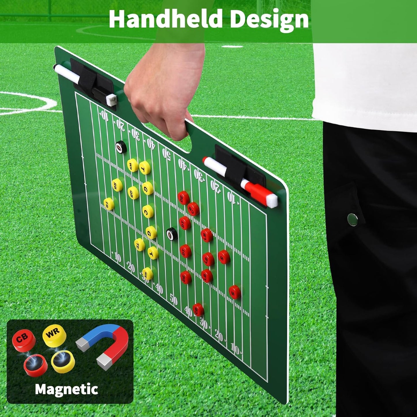 R2Depot Magnetic Coach Marker Boards, Dry Erase Double-Sided Coach Lineup Clipboard, Coaches Gift, Fit for Basketball, Football, Soccer, Baseball