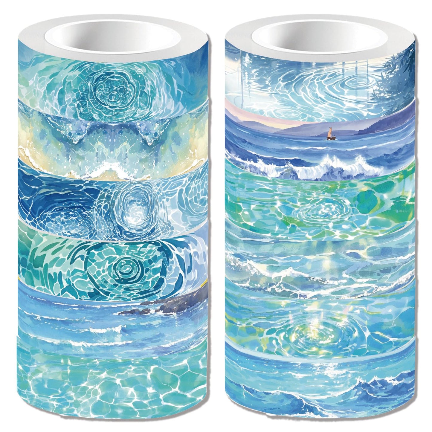 CRASPIRE 12 Styles Ocean Masking Tape Journal Tape 16.4FT Blue Sea World Decorative Gift Wrapping Tapes Rolls for DIY Crafts Scrapbook Journal Notebook Planner Envelope Party Favor Supplies