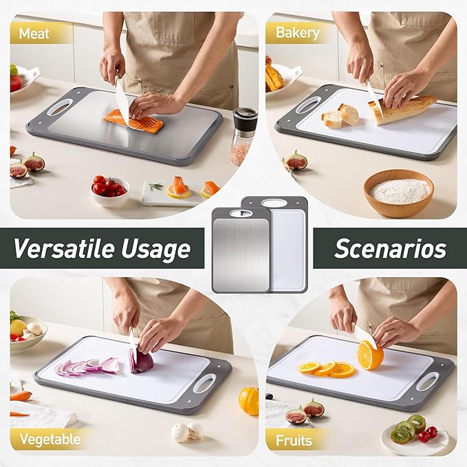 2 in 1 Stainless Steel Cutting Board with Handle 2 Packs Father Day Parents Papa Stepdad Pappy Poppy Pawpaw Who Want Nothing Everything Future Groom Bride Law Christmas Xmas Happy Birthday Gifts Ideal