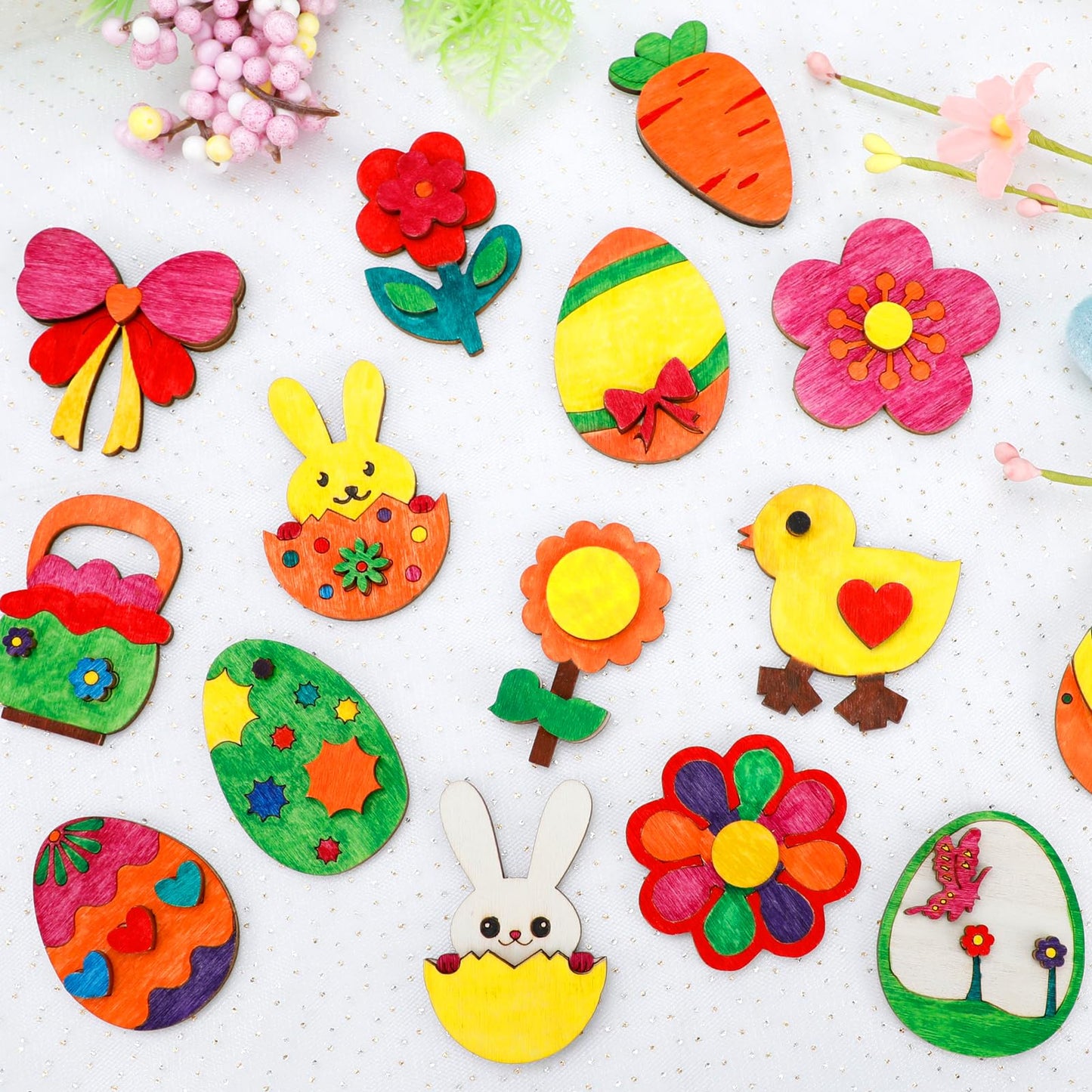 Worgree Easter Crafts for Kids, 36 Pcs DIY Wooden Magnets Art Craft Supplies Painting Kit for Boys Girls Ages 4-8 8-12 Birthday Easter Activities Toys Gifts Party Favors Basket Goodie Bag Stuffers
