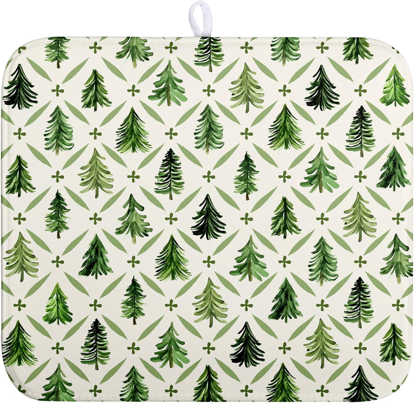 Christmas Dish Drying Mat for Kitchen Counter 16x18 Inch Sage Green Xmas Tree Drying Mats Winter Holiday Dish Drainer Pad Microfiber Absorbent Dish Draining Mat for Coffee Bar