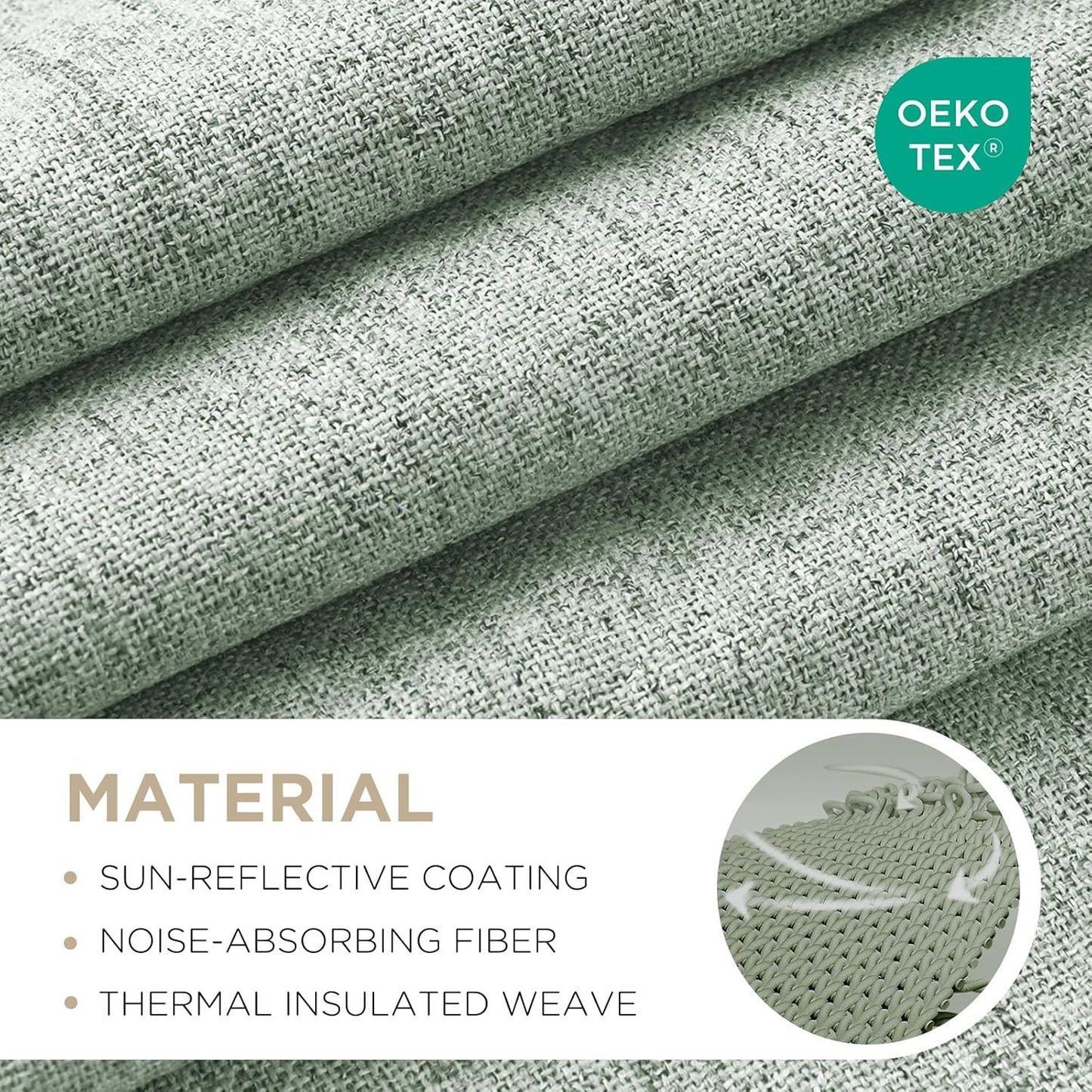 Joydeco 100% Blackout Curtains for Bedroom - Natural Linen Curtains 37" W x 96" L Long, Thermal Insulated 2 Panels Light Blocking Drapes, Rod Pocket & Back Tabs, Darkening Privacy for Living Room