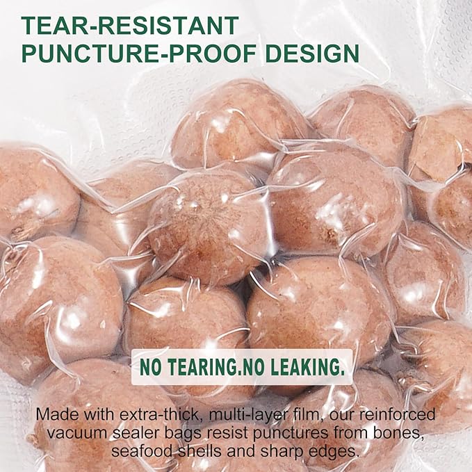 Vacuum Sealer Rolls Bags, 6 Pack 3 Rolls 11" x 20' & 3 Rolls 8" x 20' Commercial Grade BPA Free Bag Rolls, Durable Customized Size Food Vac Bags for Meal Prep, Storage and Sous Vide Cooking