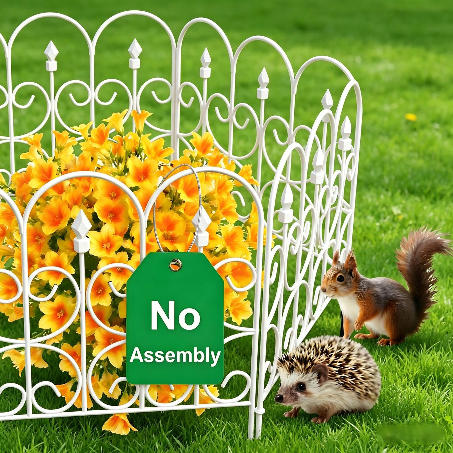 AMAGABELI 5 Panels 32in(H)×10ft(L) Decorative Garden Fences and Borders for Dogs No Dig Rustproof Metal Fence Panels Garden Edging Border Animal Barrier Fencing for Flower Beds Yard Patio Decor White