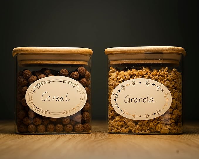 MONEST Waterproof & Oil Resistant Jar & Lid Stickers - Pantry/Canning, Spice & Bottle Labels (Golden Flower 2x3)