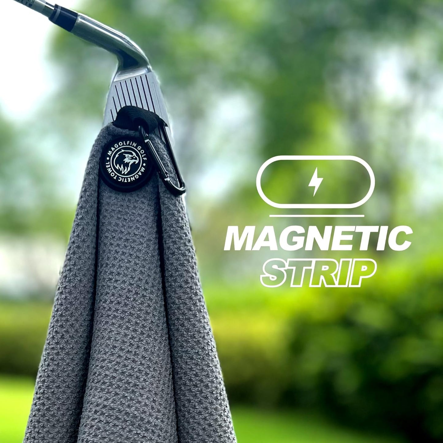 2-Pack Magnetic Golf Towel with Clip, Microfiber Waffle Design - Industrial Strength Magnet for Strong Hold to Golf Bags, Carts & Clubs - Gray