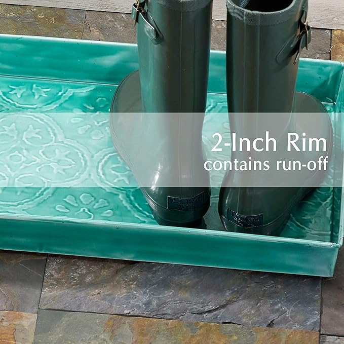 HF by LT Birch Forest Pattern Metal Boot Storage Tray, 30 x 13 inches, Antique Copper Finish