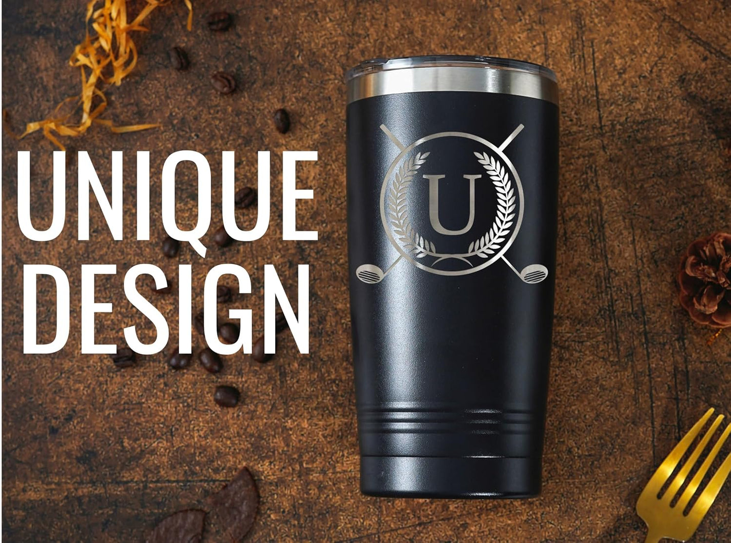 Onebttl Golf Gifts for Men with Initial for Golfer & Golf Lovers, 20oz Travel Mug, Perfect Gifts for Men, Birthday, Christmas - U