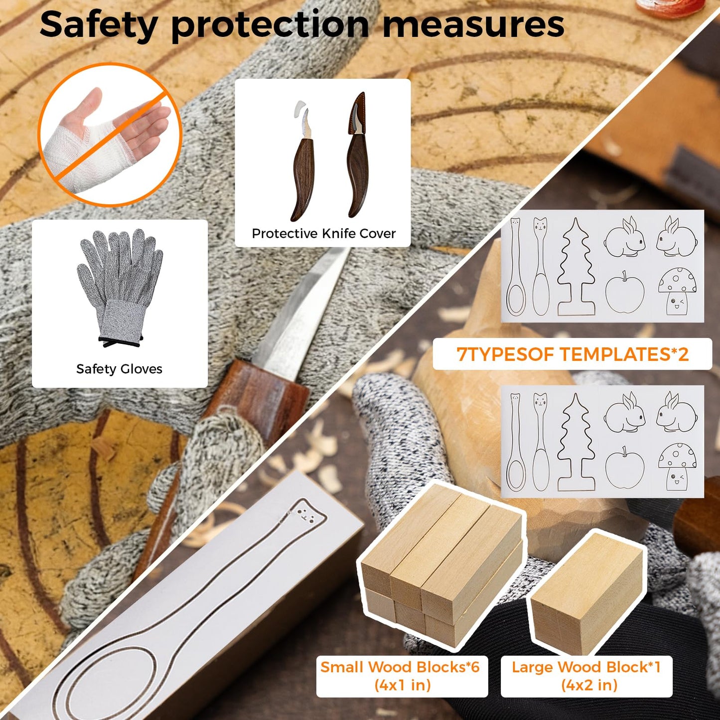VMYTH Wood Carving Kit, 68PCS Complete Whittling Kit with Leather Storage Bag,16 Carbon Steel Knives, 8 Basswood Blocks & Paint,Ideal Wood Carving Set for Beginners,Enthusiasts Gift DIY