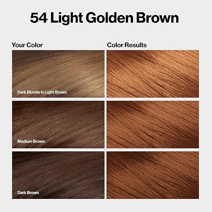 Revlon ColorSilk with Bond Repair Complex, Brown Permanent Hair Color, 100% Gray Coverage, Ammonia Free Hair Dye, Vegan Keratin, 54 Light Golden Brown (Pack of 3)