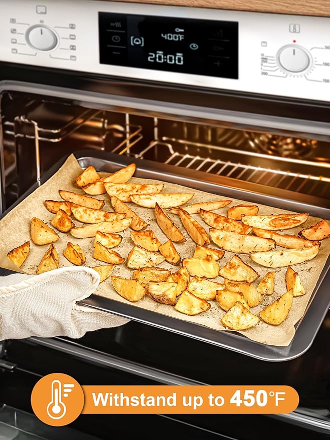 SMARTAKE 120Pcs Parchment Paper Sheets, 13x18 Inch Pre-Cut Parchment Paper for Baking, Non-Stick Baking Paper, Natural Wood Pulp, for Air Fryer Steaming Grilling Rack Oven (Unbleached)